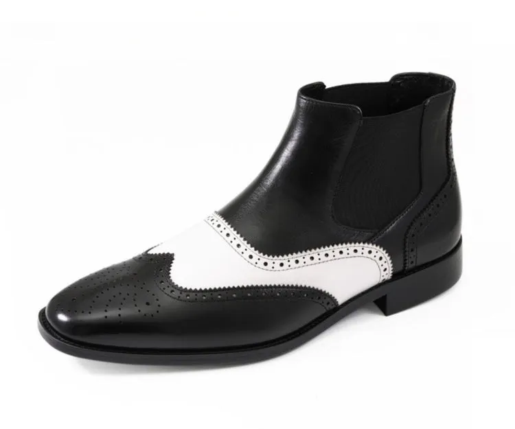 Asher Green Ag2632 Chelsea Boots Men's Black & White Leather