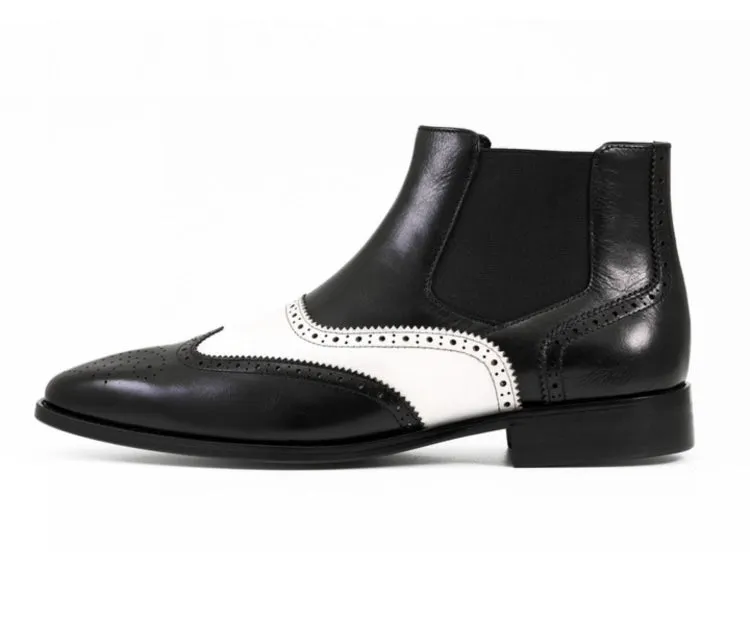 Asher Green Ag2632 Chelsea Boots Men's Black & White Leather