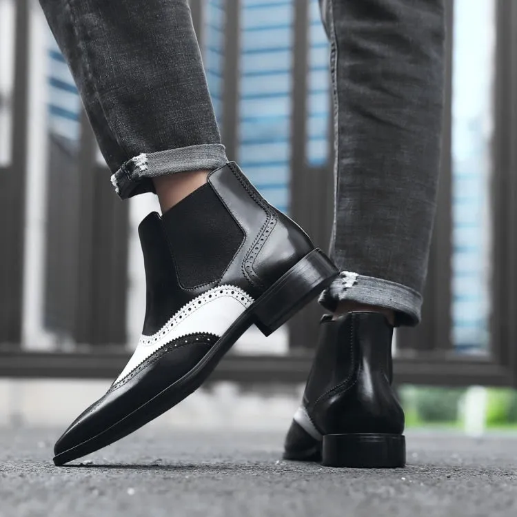 Asher Green Ag2632 Chelsea Boots Men's Black & White Leather