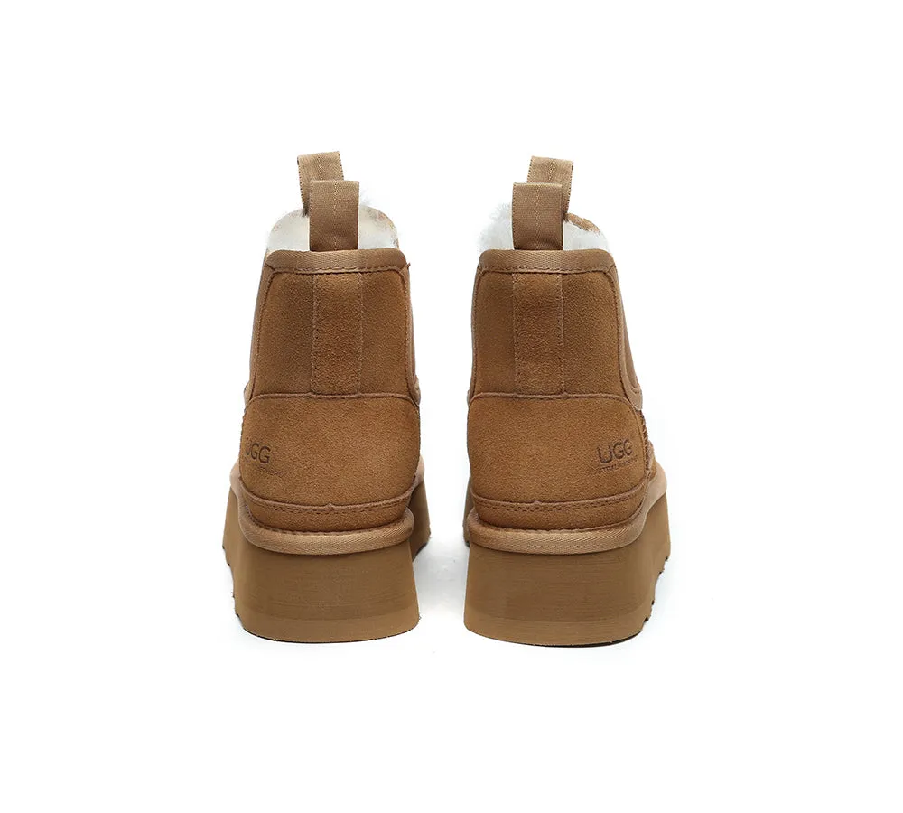 AUSTRALIAN SHEPHERD® UGG Boots Sheepskin Wool Elastic Band Platform Chelsie