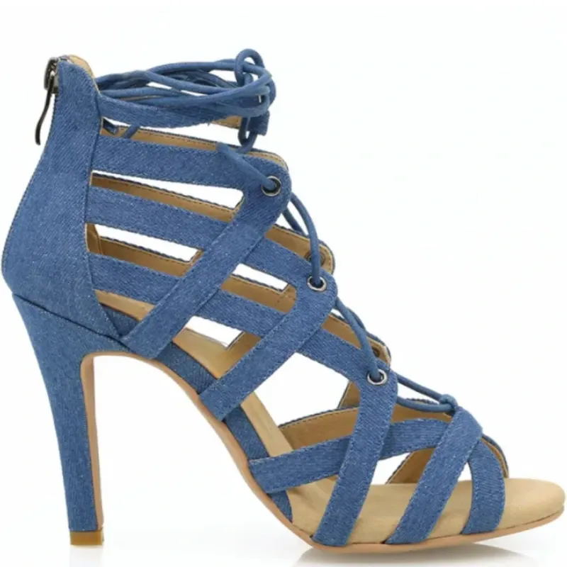 Azure Rhythm | Denim Latin Dance Booties