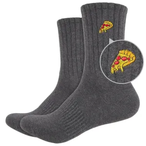 Basic Crew Socks with Pizza Embroidery