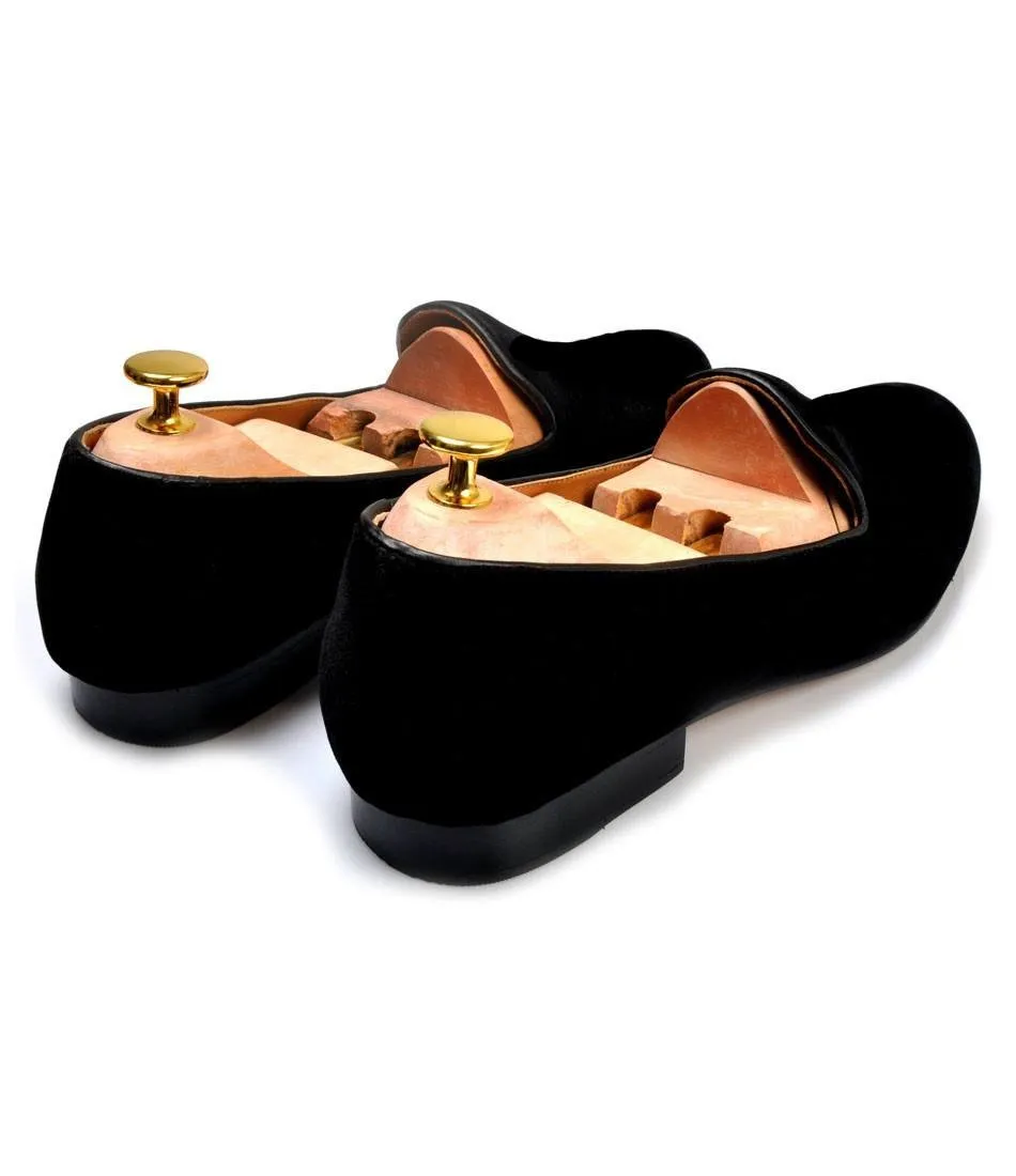 Black Velvet Spartan Embroidered Loafers