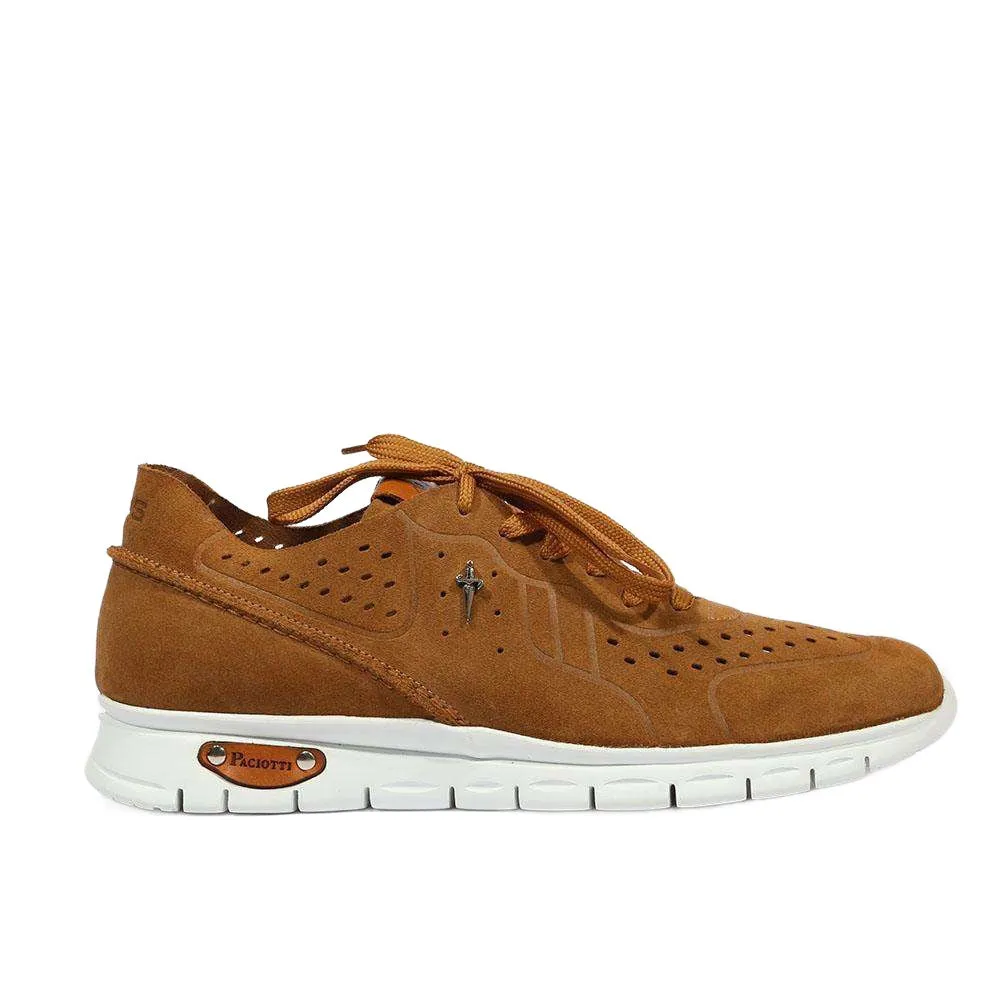 Cesare Paciotti Luxury Italian Men's 4US Madi Suede Cuoio Brown Sneakers (CPM5312)