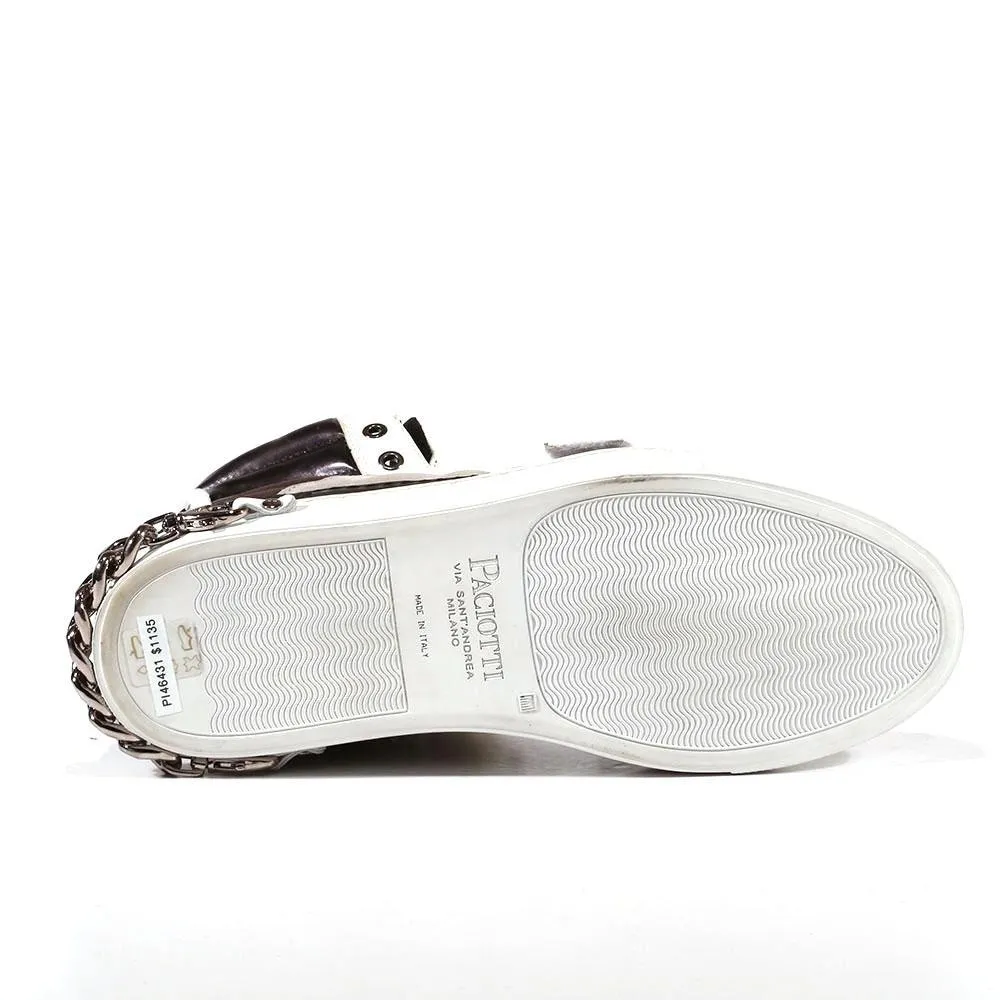 Cesare Paciotti Luxury Italian Men's Designer Shoes White Nappa Bianco Cam Gray Leather / Suede Sneakers (CPM3033)