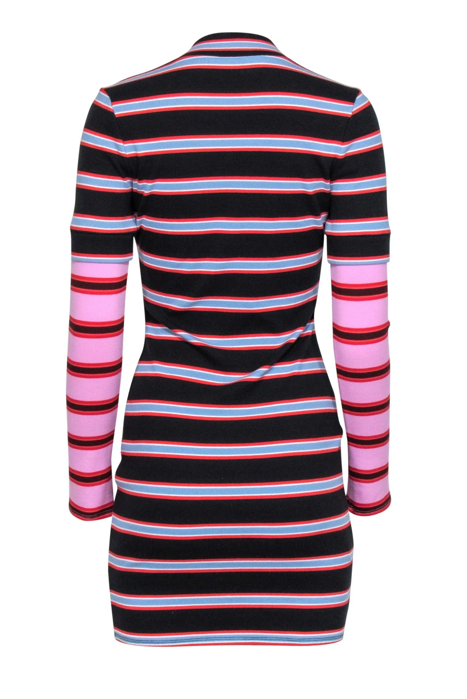 Cinq a Sept - Black & Multi Color Stripe Ribbed Dress Sz M
