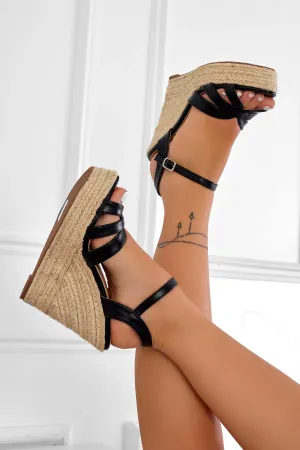 DALLAS - Black Alexoo espadrilles sandals with bands