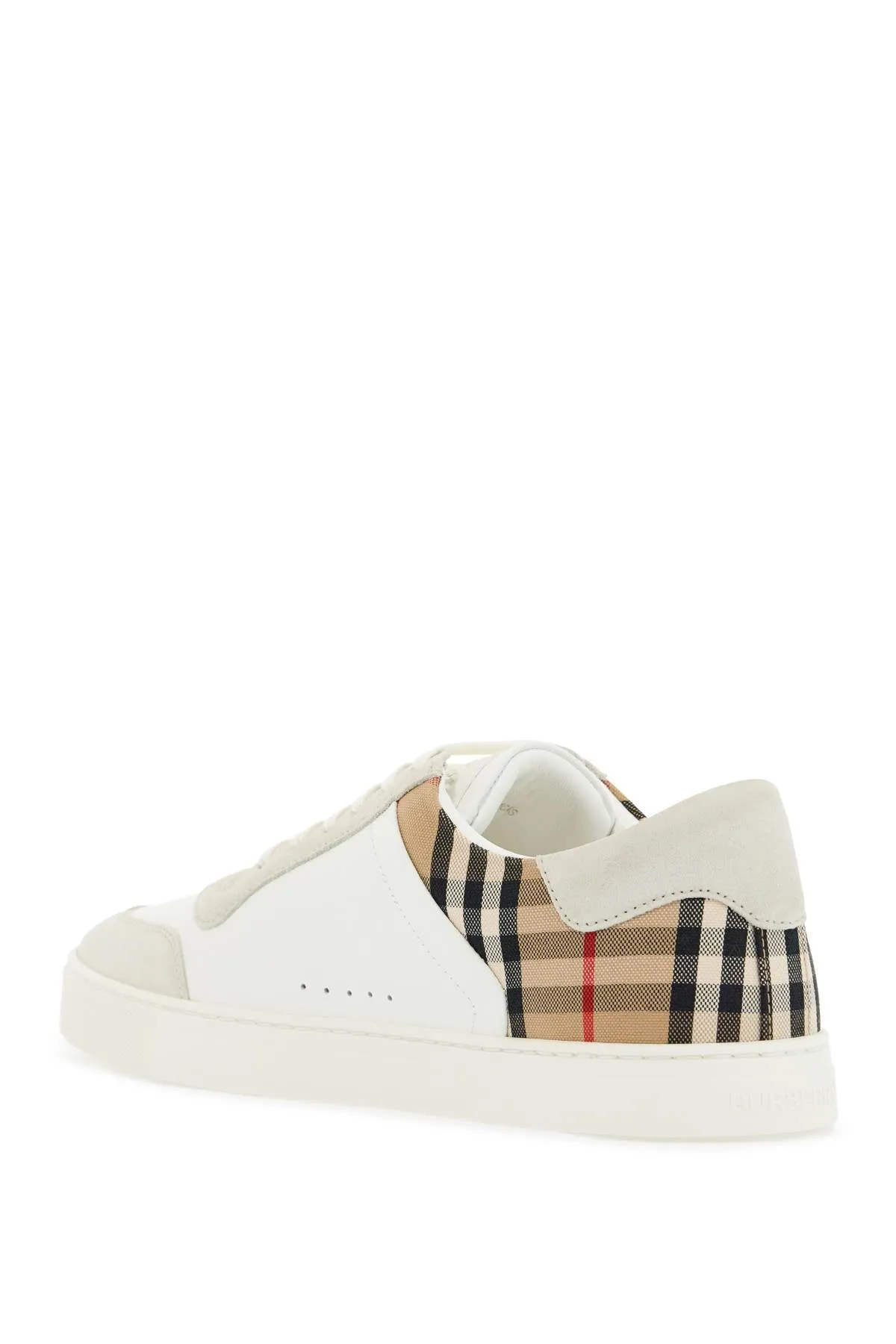 Embossed Check Leather Sneakers