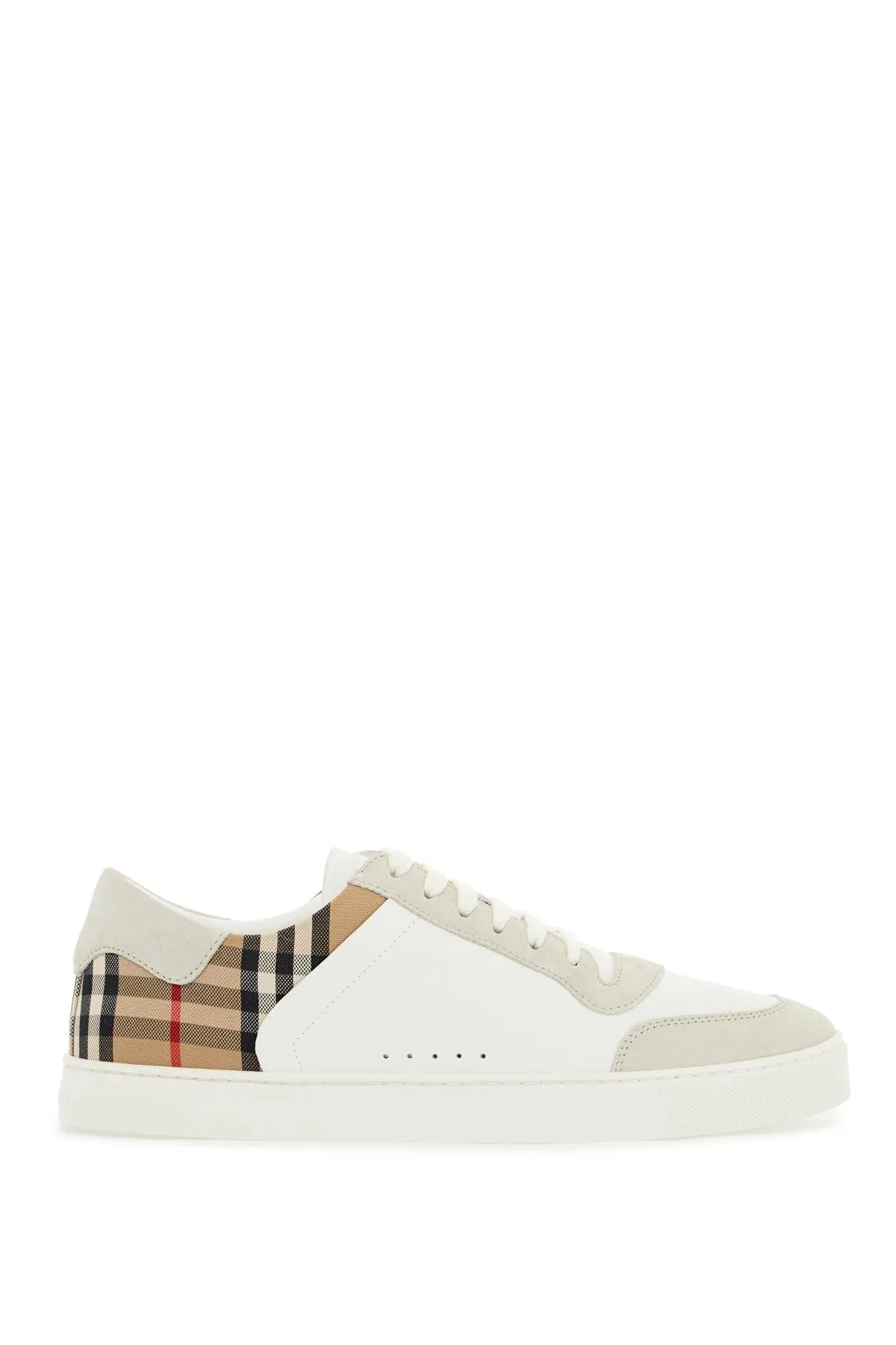Embossed Check Leather Sneakers