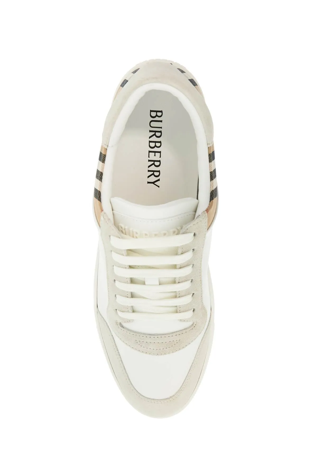Embossed Check Leather Sneakers