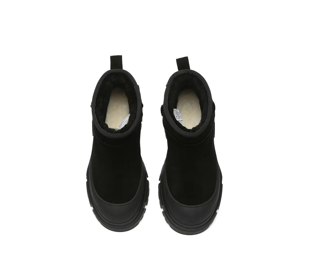 EVERAU® UGG Boots Sheepskin Wool Ankle Chunky Platform Mouni