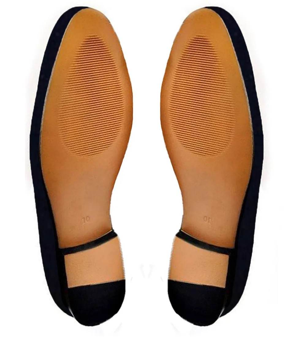 Height Increasing Blue Velvet Cavalry Guards Embroidered Loafers