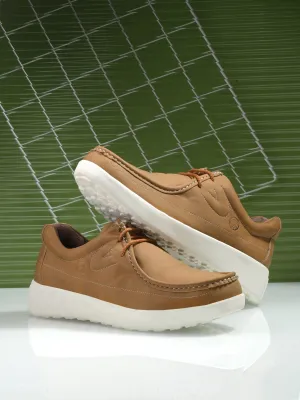 HITZ Men's Tan Leather Casual Lace Up Shoes