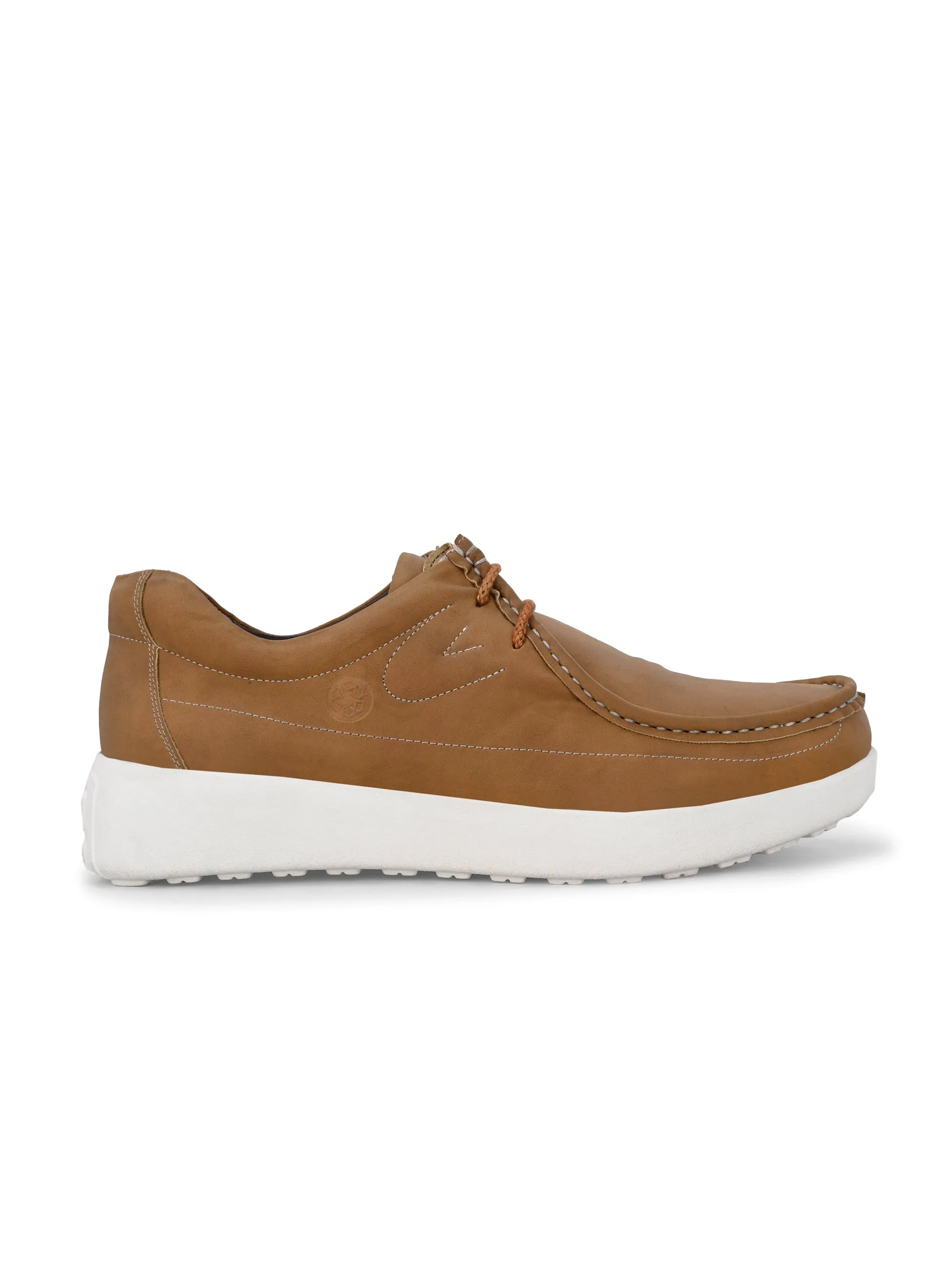 HITZ Men's Tan Leather Casual Lace Up Shoes