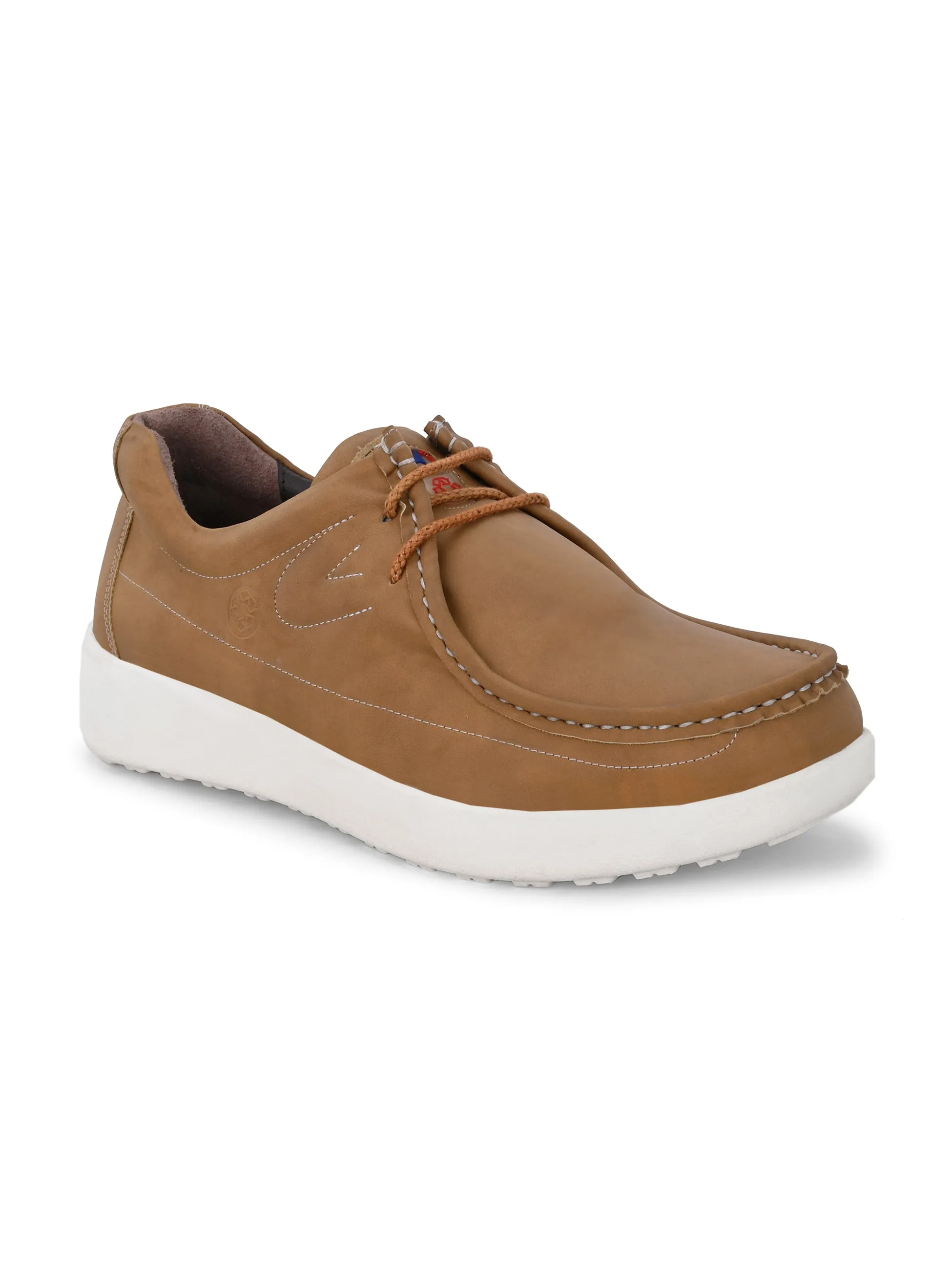 HITZ Men's Tan Leather Casual Lace Up Shoes