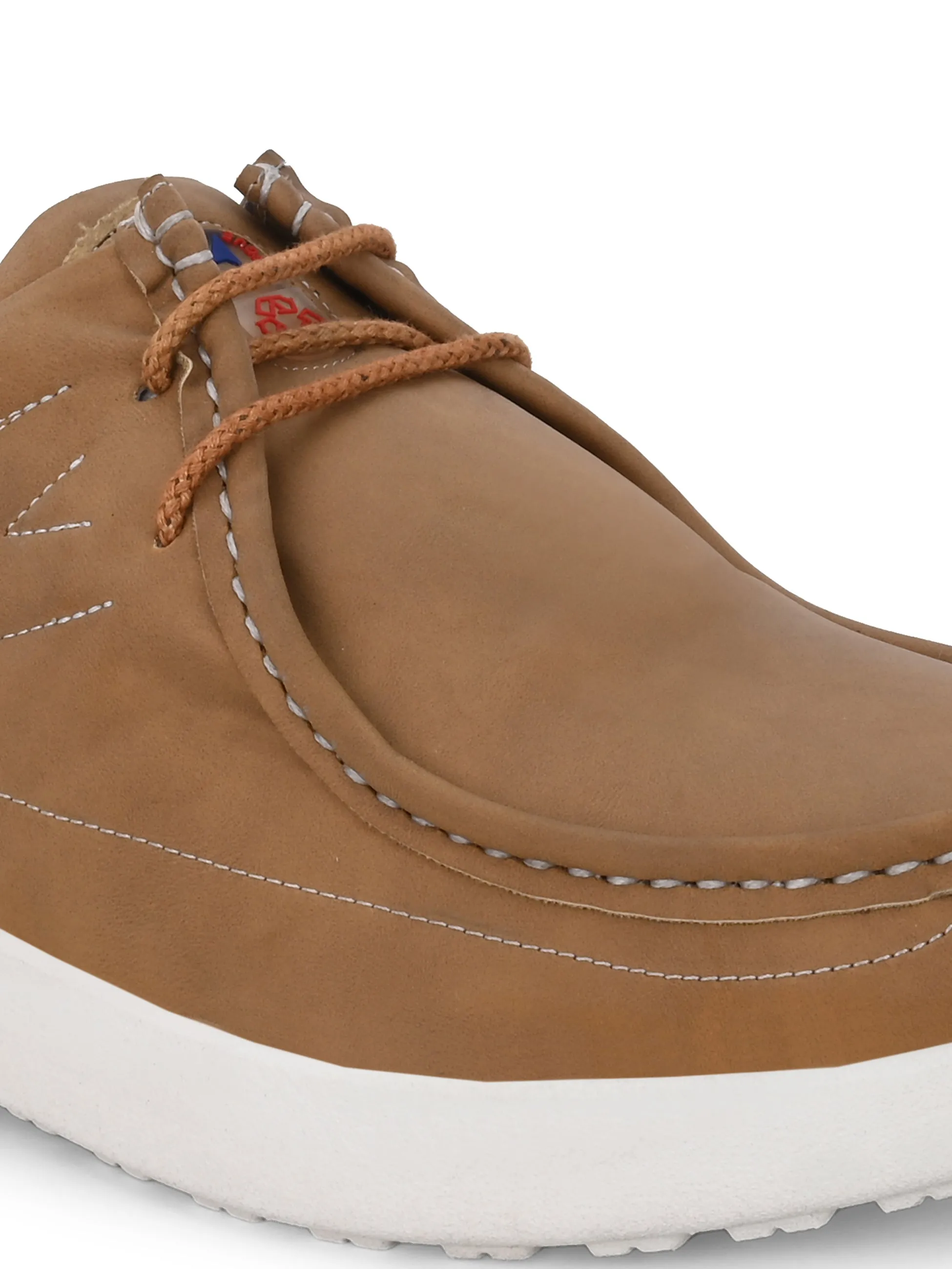 HITZ Men's Tan Leather Casual Lace Up Shoes
