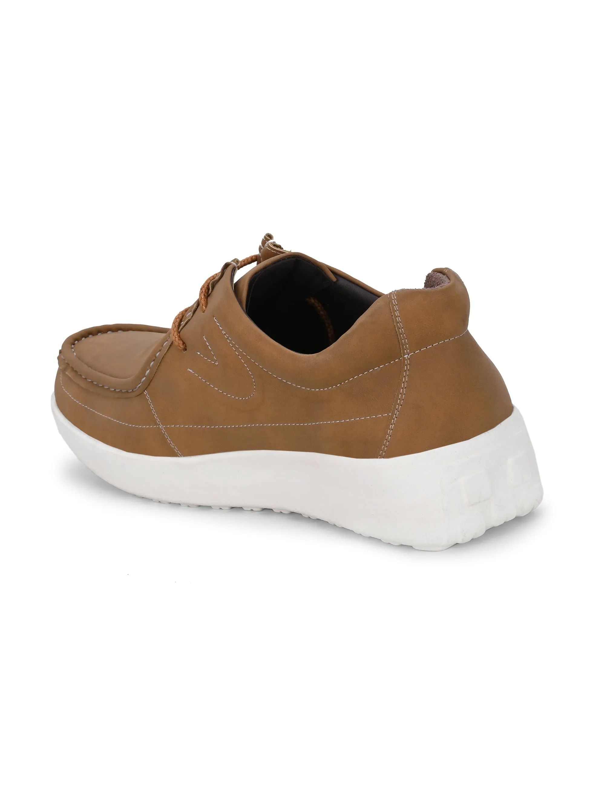 HITZ Men's Tan Leather Casual Lace Up Shoes
