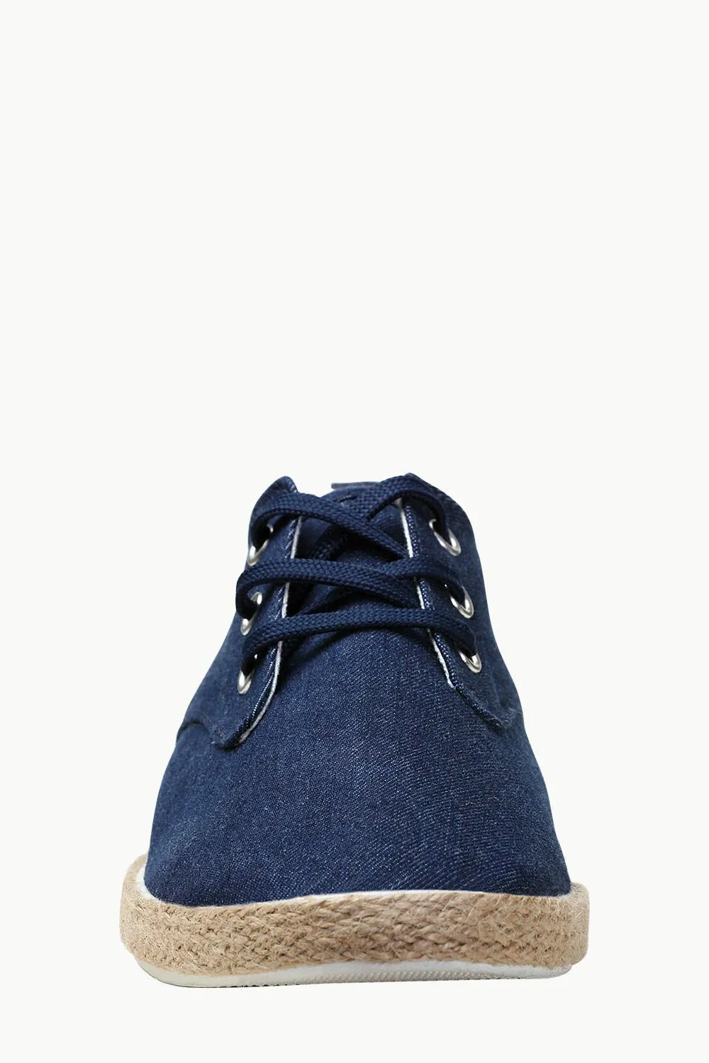 Lace Up Solid Indigo Denim Espadrilles