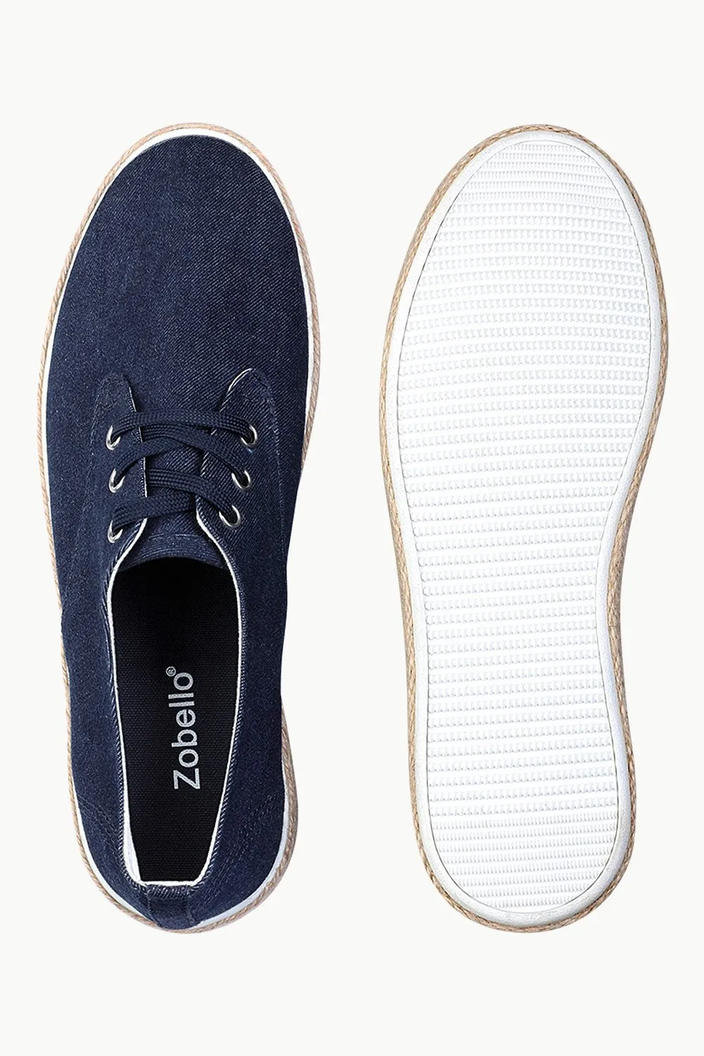Lace Up Solid Indigo Denim Espadrilles