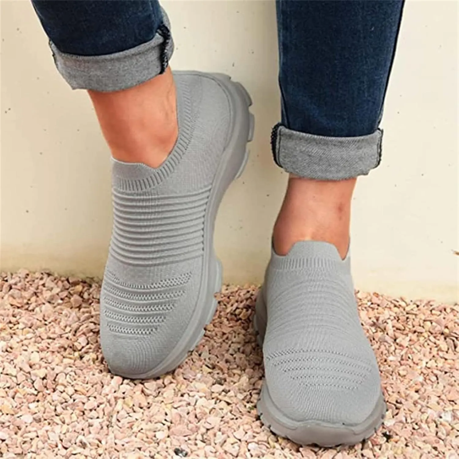 Ladmiple Gym Shoes For Women Workout Running Slip On Lightweight Tennis Shoes Non Slip Fashion Mesh Walking Sneakers
