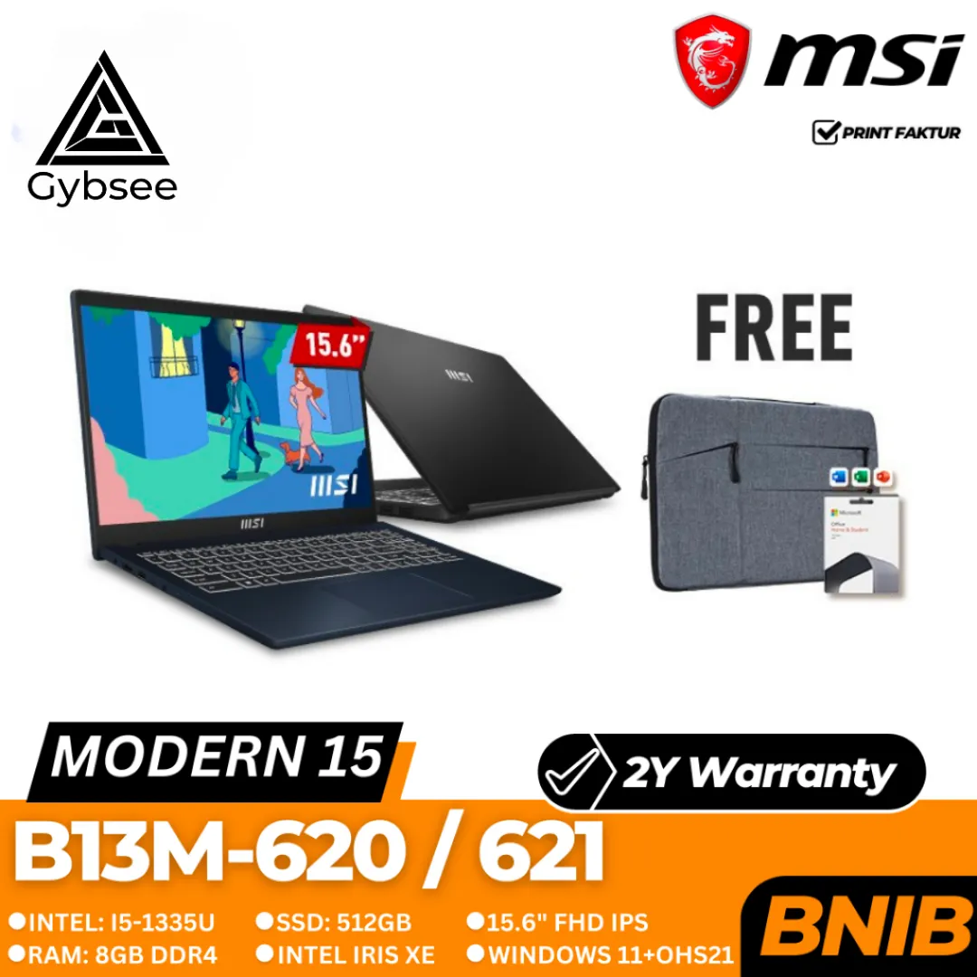 LAPTOP MSI MODERN 15 B13M-620/621 | I5-1335U 8/512 IRISXE W11 OHS21