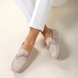 Light Beige Suede Ophelia Driving Loafers - AW24