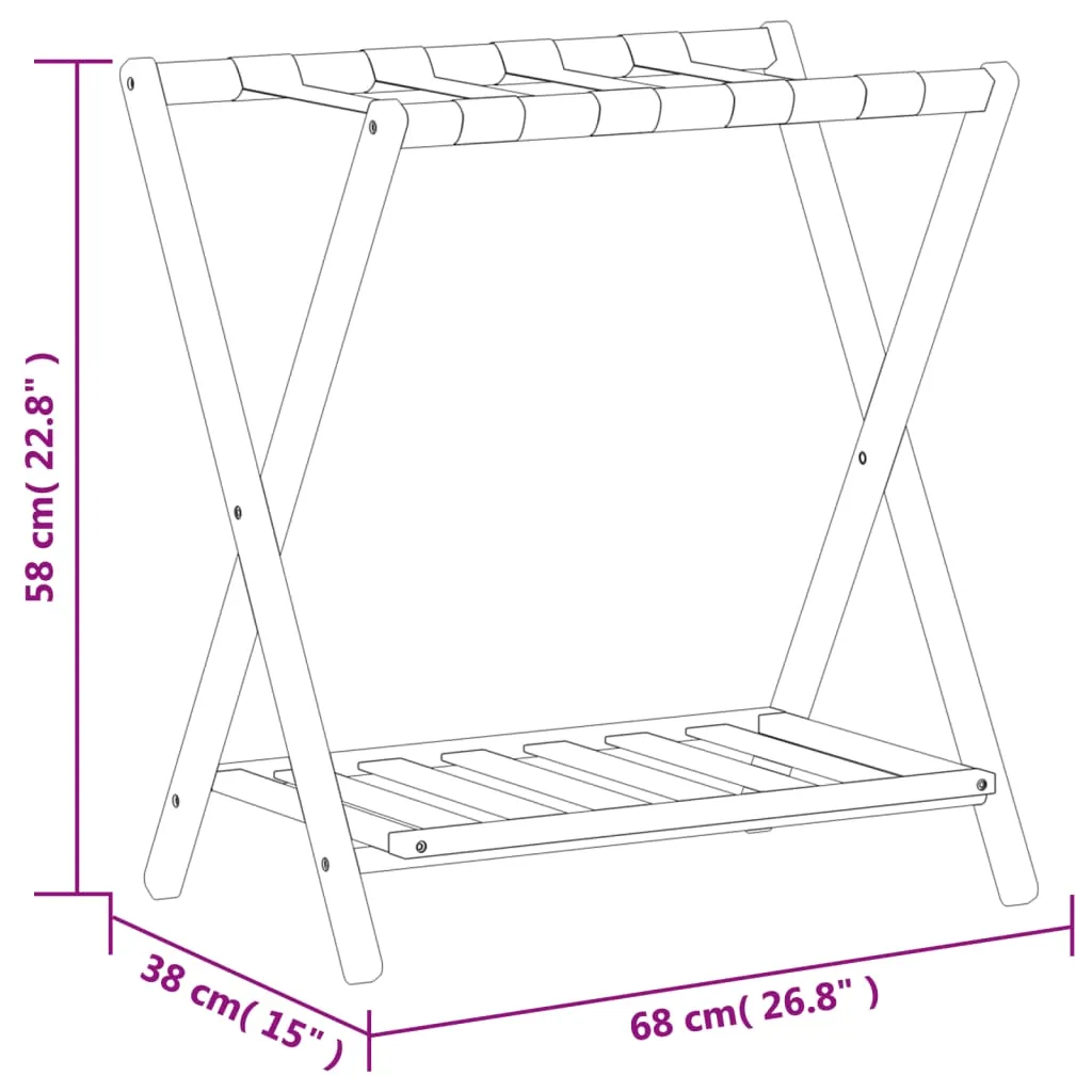 Luggage Rack Black 68x38x58 cm Bamboo