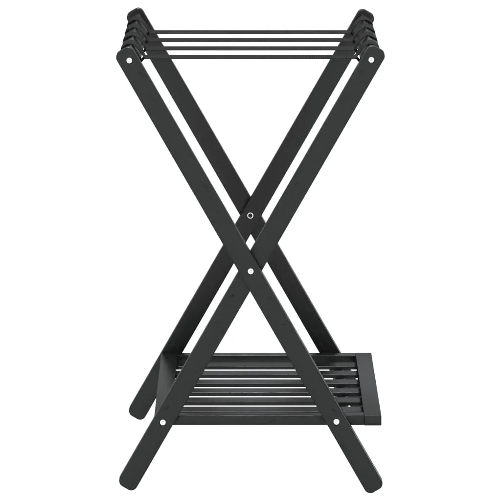 Luggage Rack Black 68x38x58 cm Bamboo