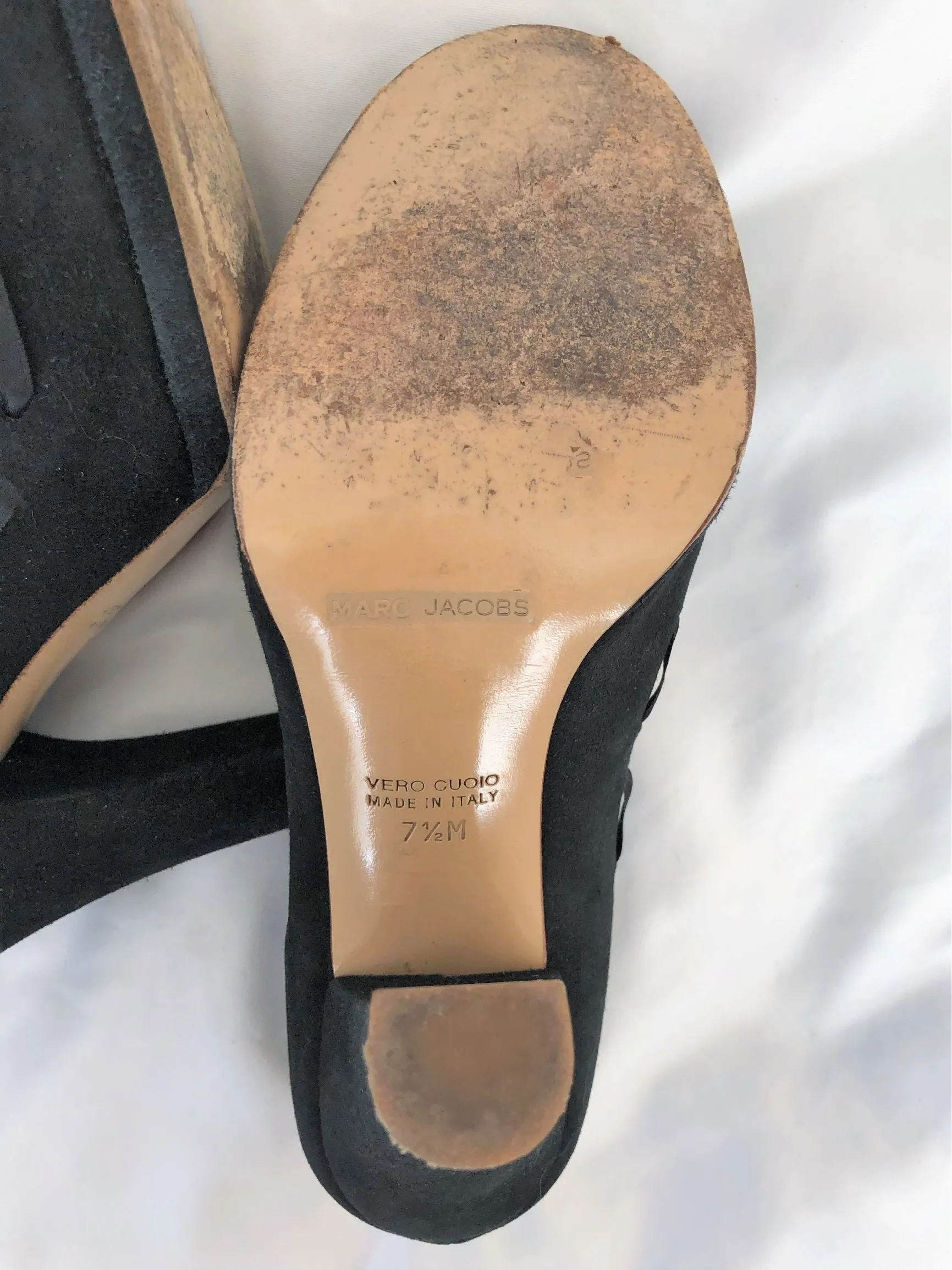 Marc Jacobs Size 7.5 Navy Suede Ribbon Pumps