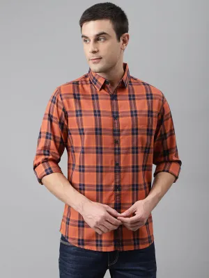 Men's Checkered Red Slim Fit Cotton Casual Shirt