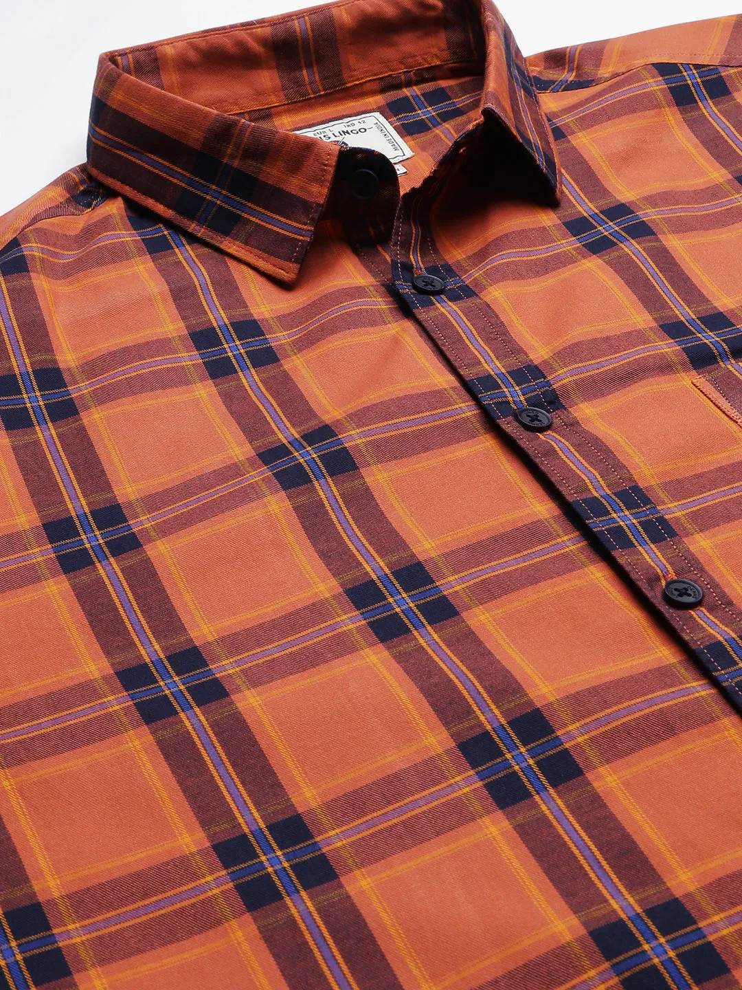 Men's Checkered Red Slim Fit Cotton Casual Shirt
