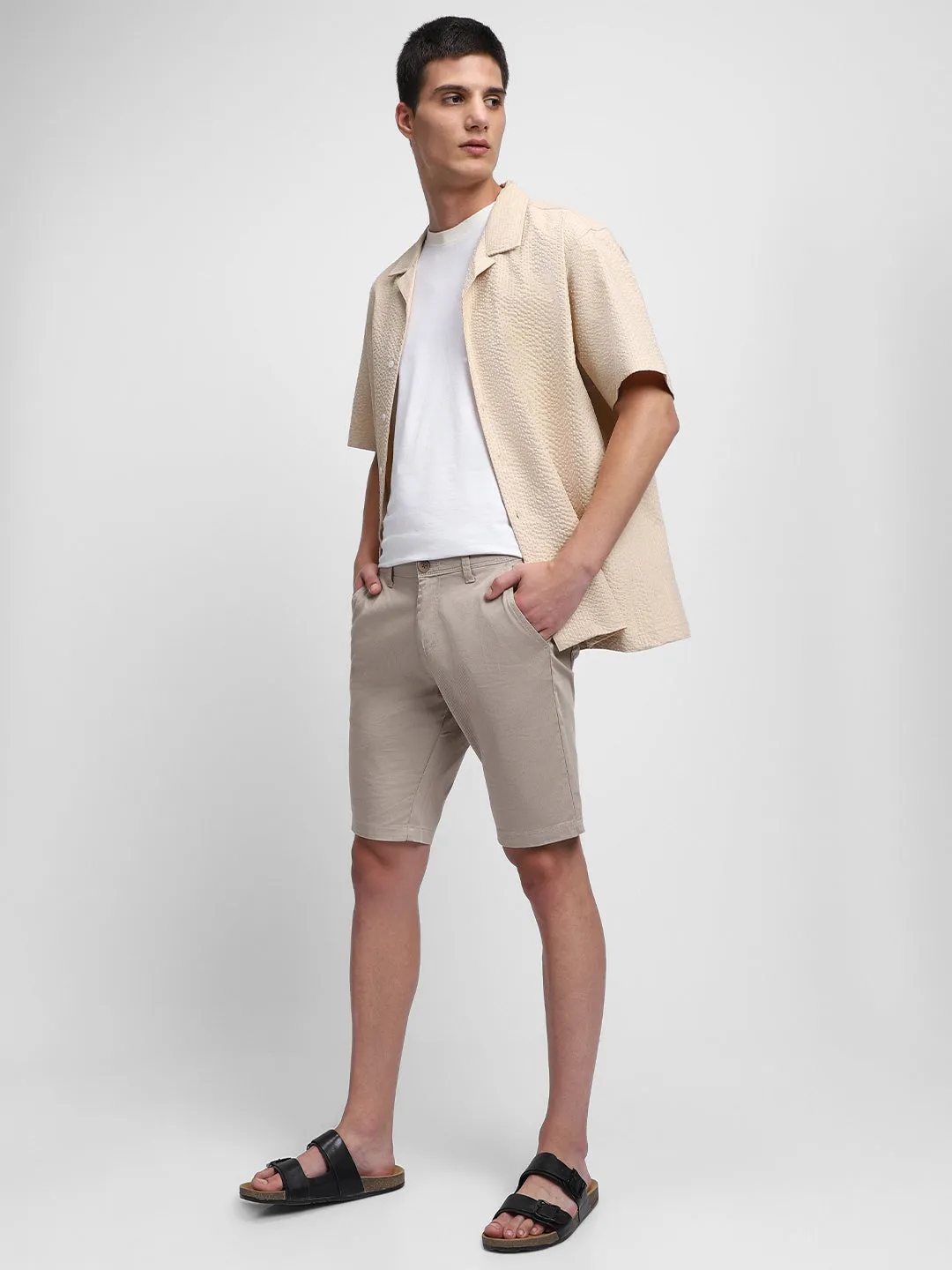 Men's Ecru Cotton Shorts