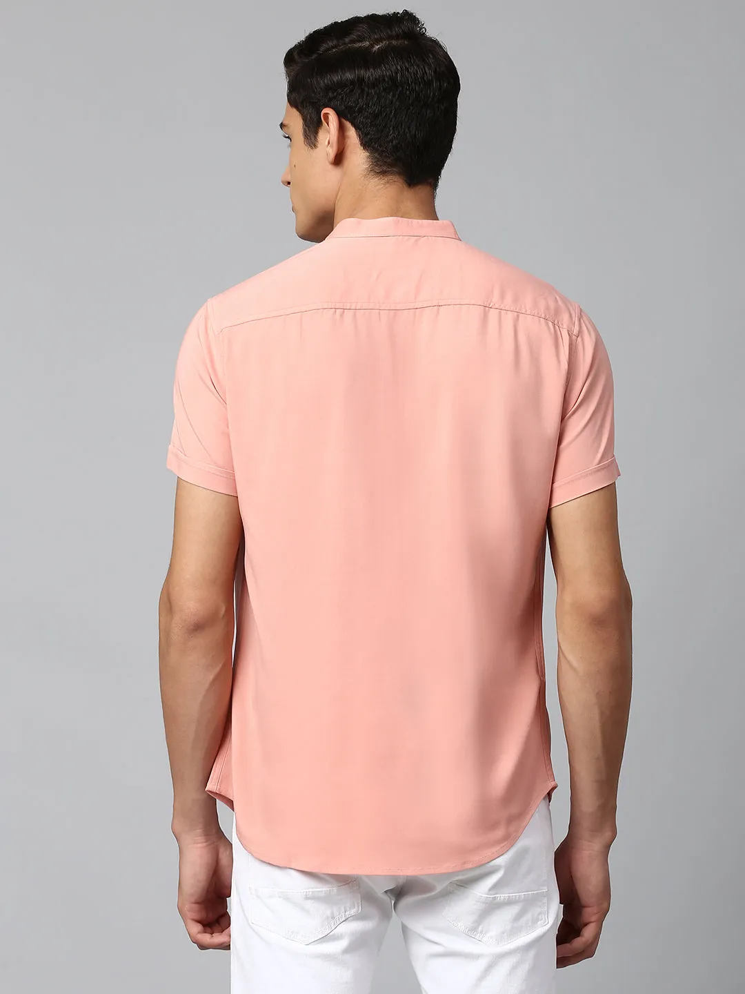 Men's Peach Slim Fit  Casual Shirt
