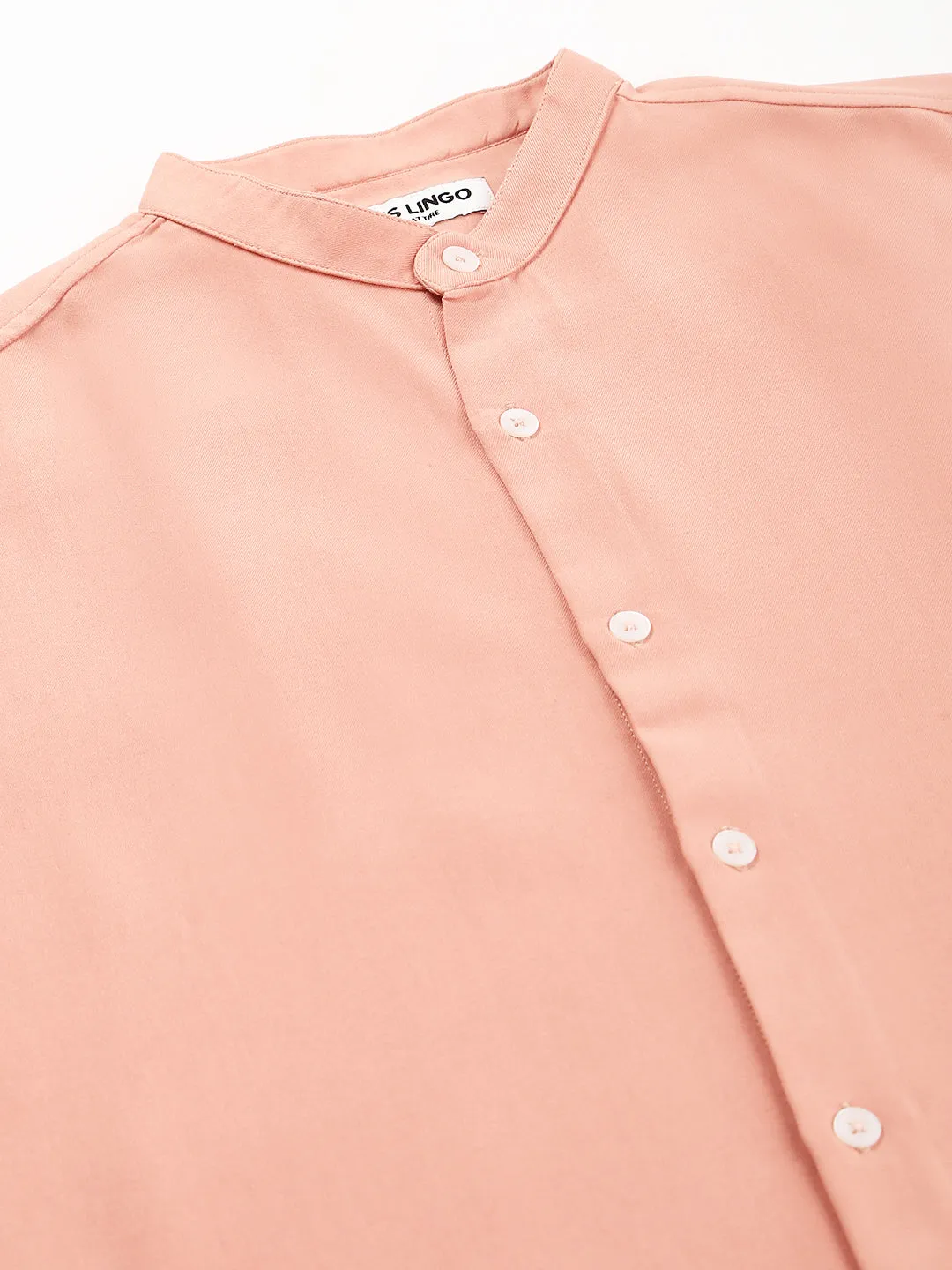 Men's Peach Slim Fit  Casual Shirt