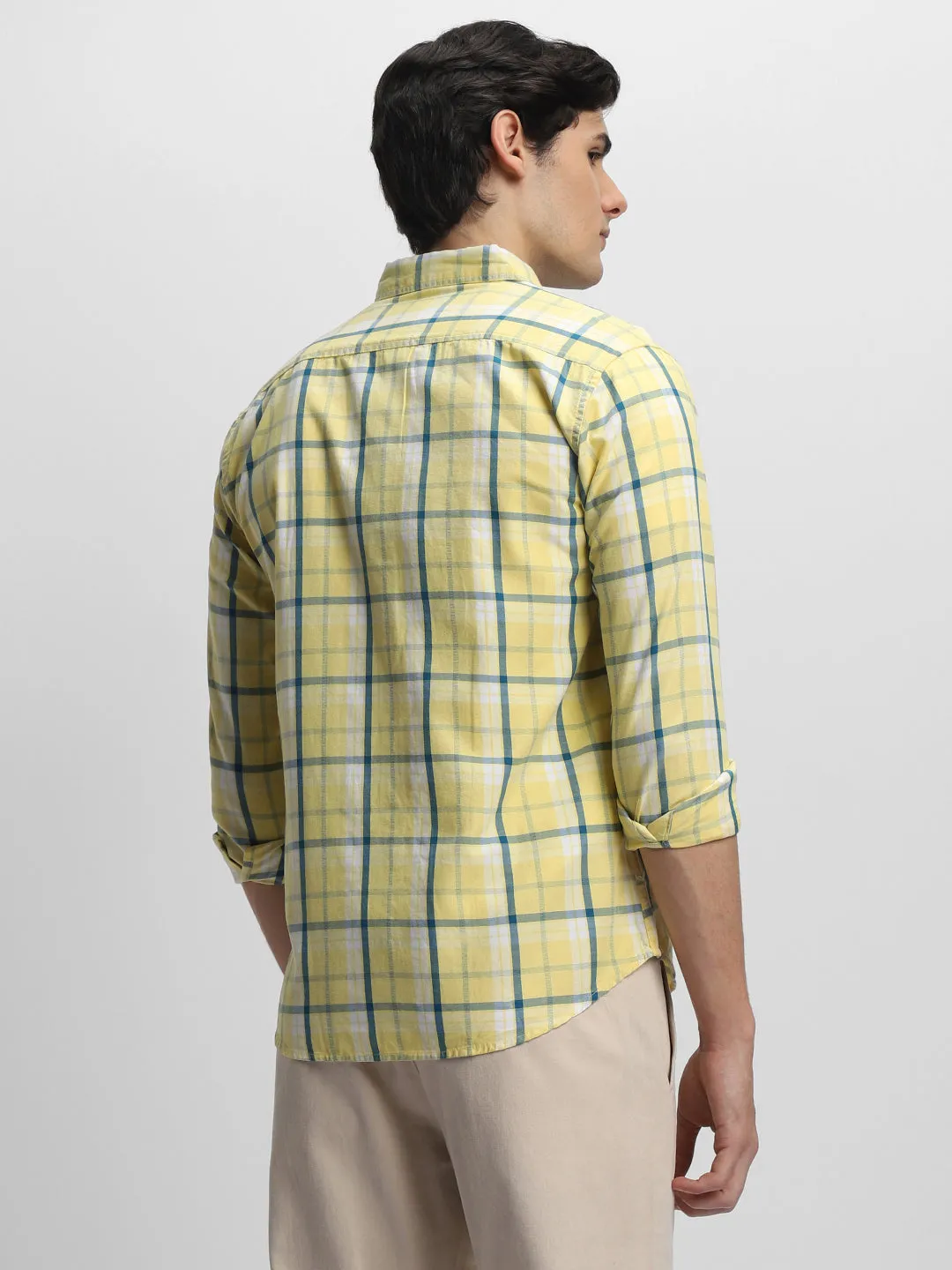 Men's Slim Fit Checked Pure Cotton Casual Shirt