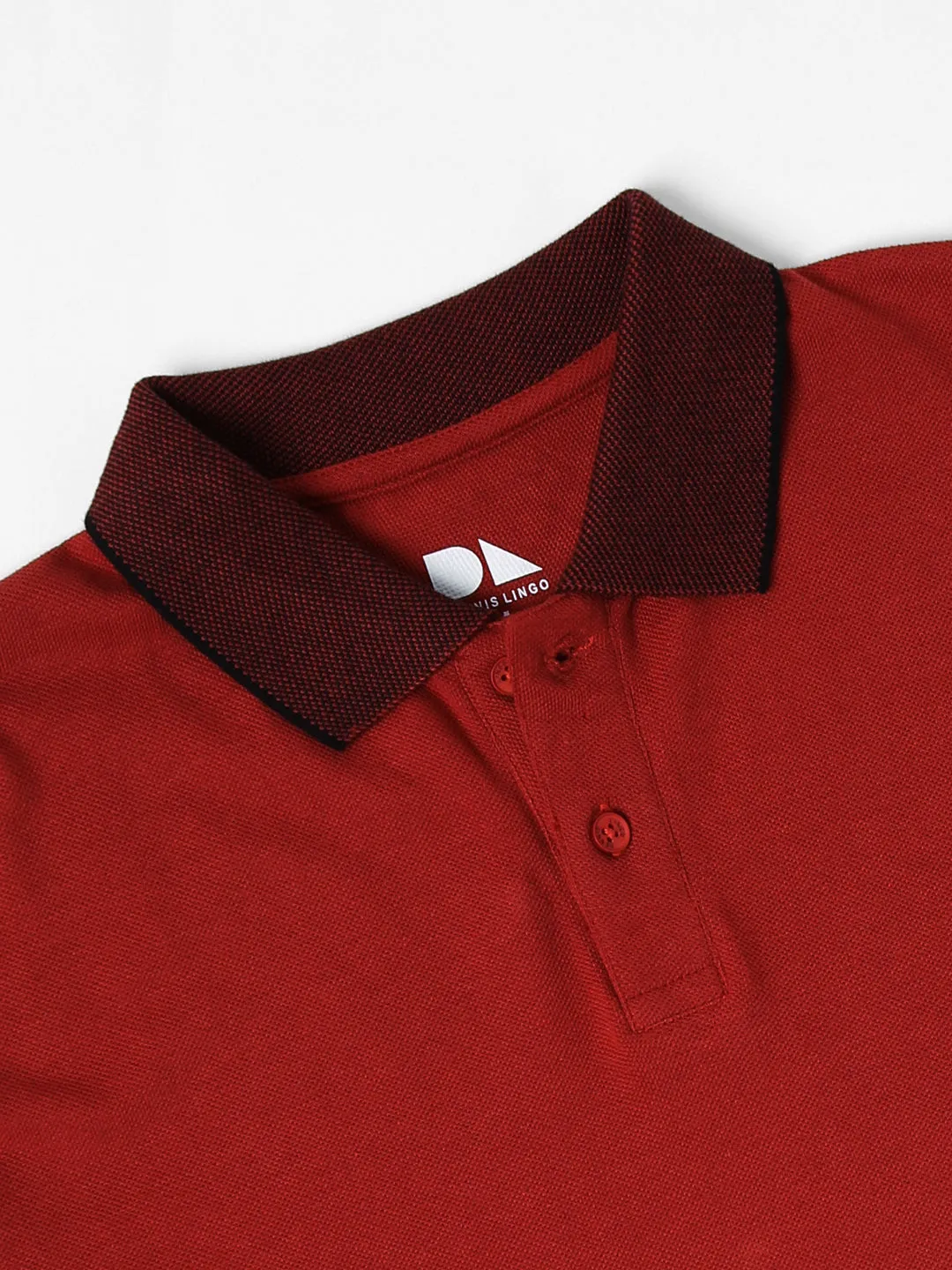 Men's Spread Collar Regular Fit Solid Rust T-shirt