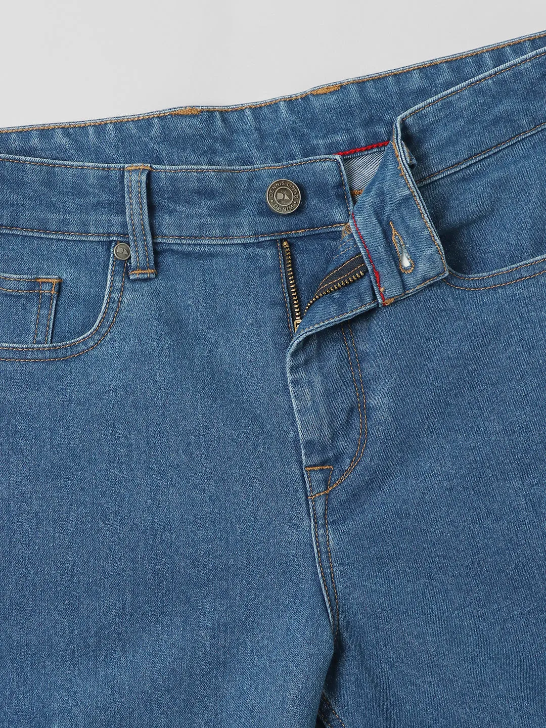 Men's Straight Cargo Fit Washed Indigo Stretchable Jeans
