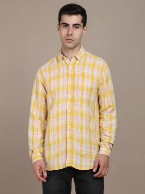 Men's Tartan Checked Cotton Slim Fit Opaque Casual Shirt