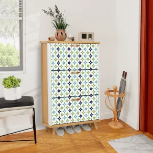 Mid Century Modern Atomic Blue, Green Shoe Storage Cabinet