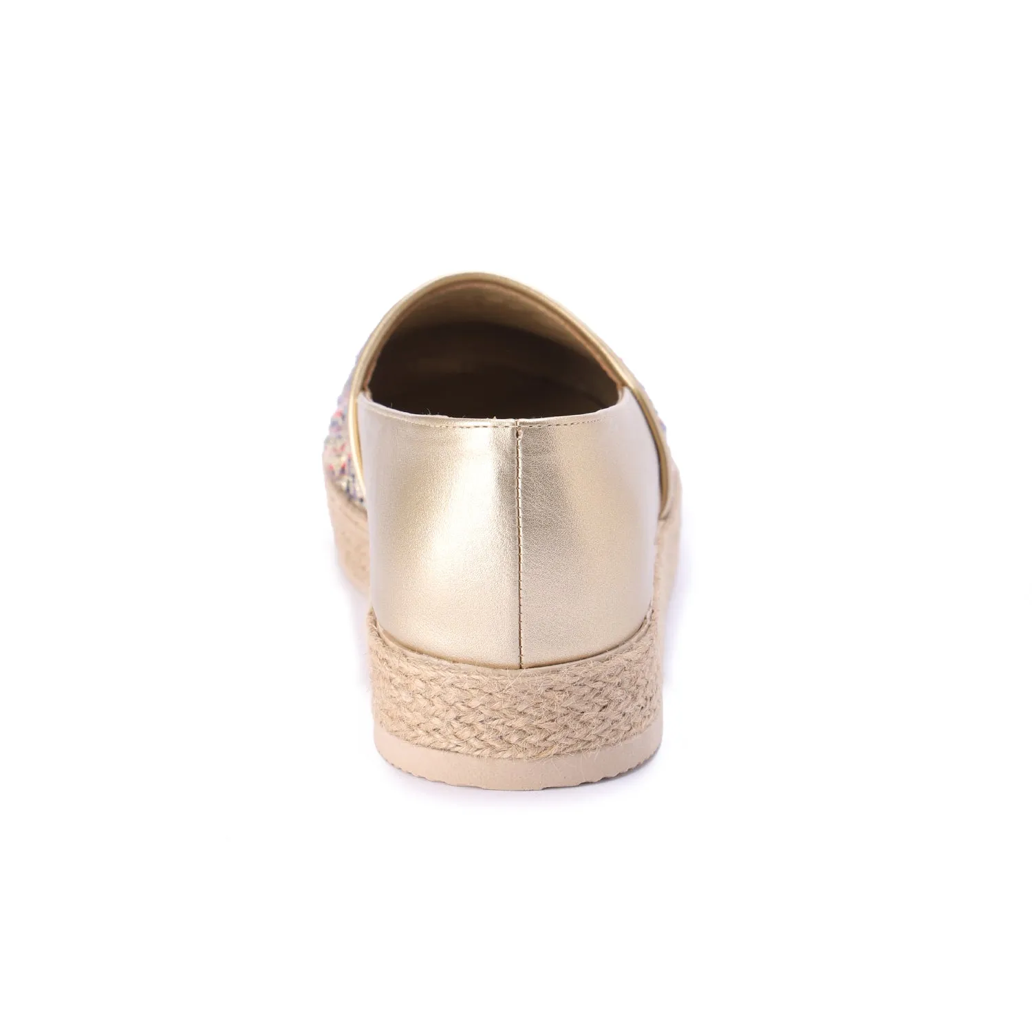 Multicolor Fabric Espadrille - Gold