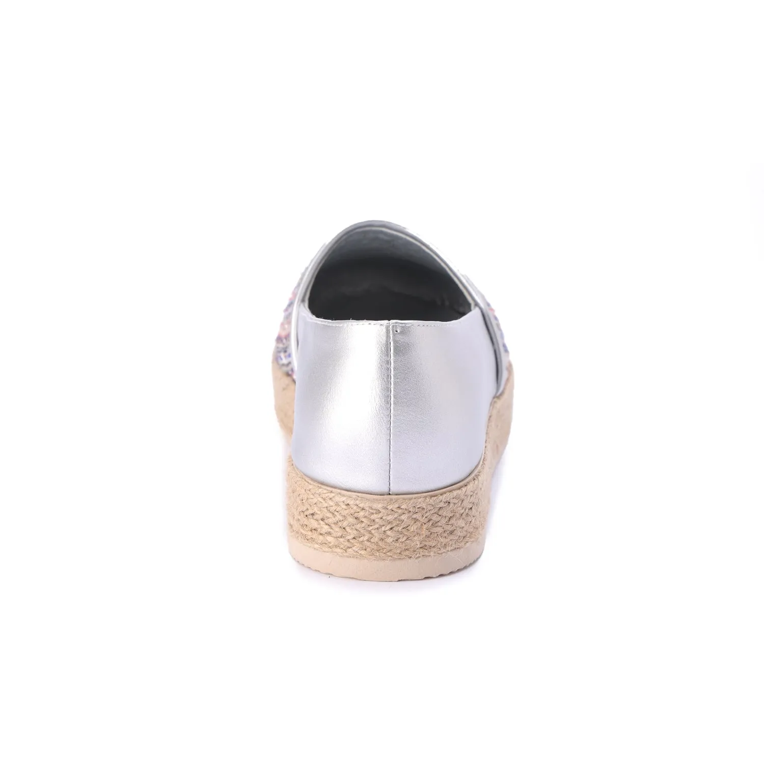 Multicolor Fabric Espadrille - silver