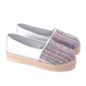 Multicolor Fabric Espadrille - silver