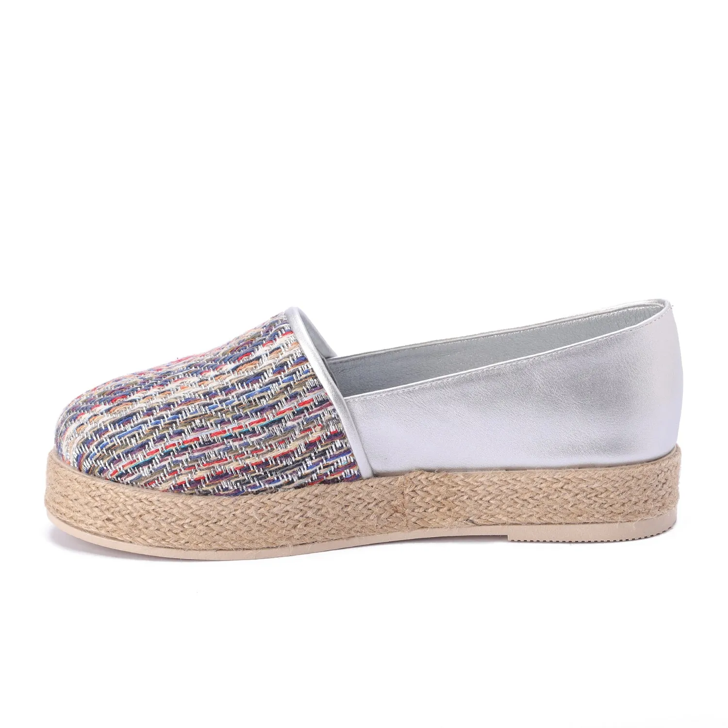 Multicolor Fabric Espadrille - silver