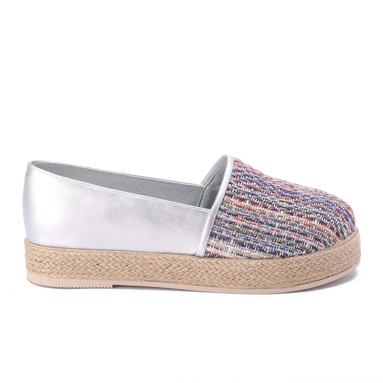 Multicolor Fabric Espadrille - silver
