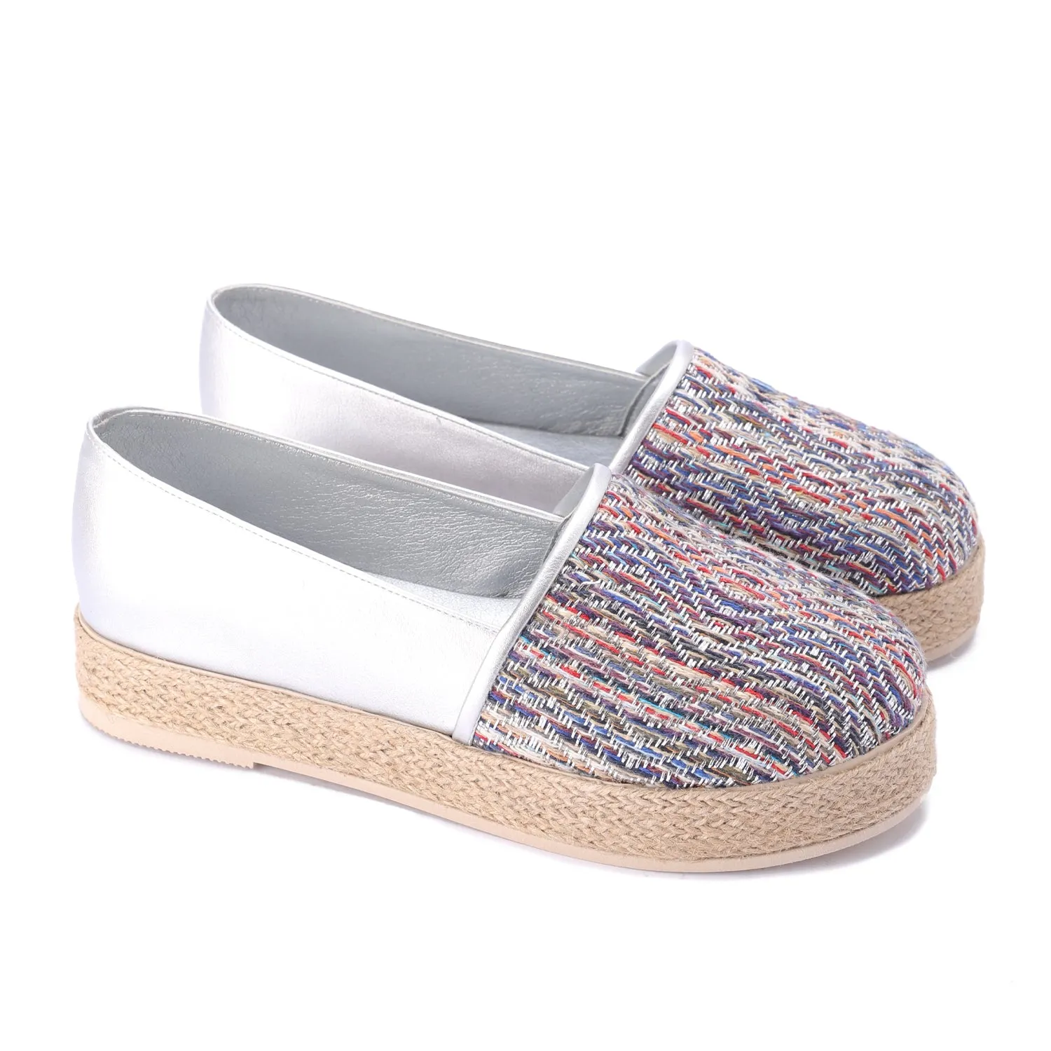 Multicolor Fabric Espadrille - silver