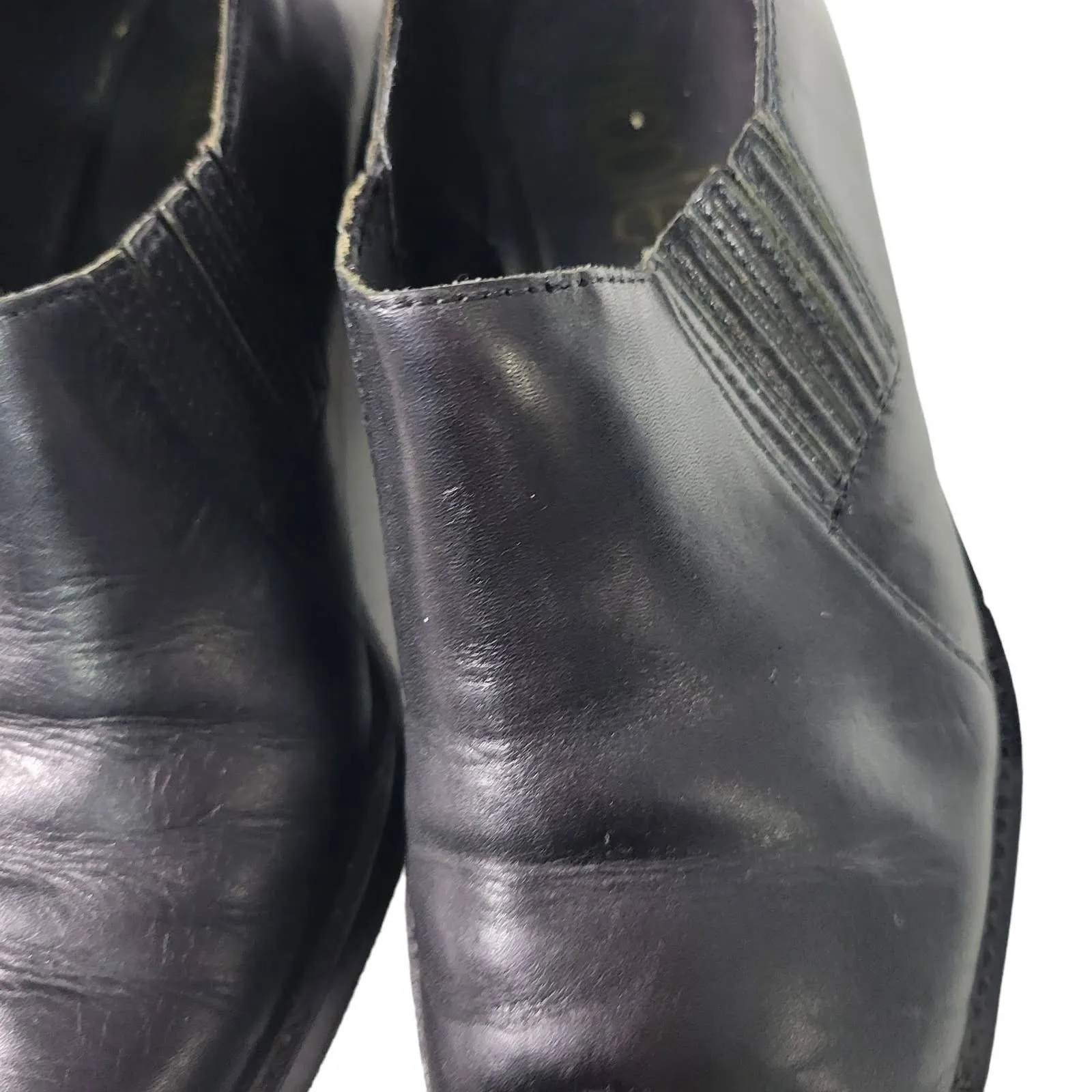 Nicole Oxford Flats Black Leather Cowboy Western Almond Toe Shoe Shooties Size 7