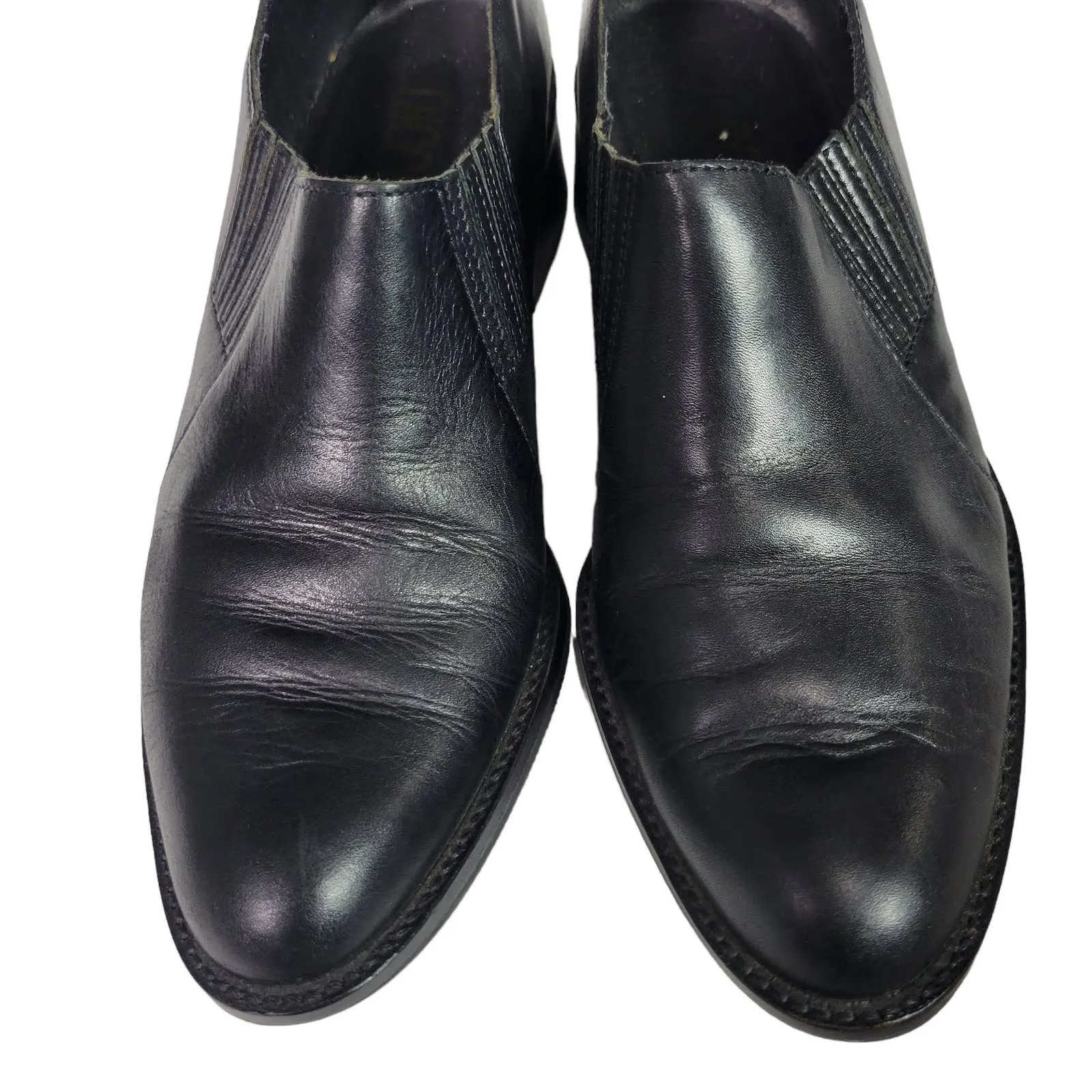 Nicole Oxford Flats Black Leather Cowboy Western Almond Toe Shoe Shooties Size 7