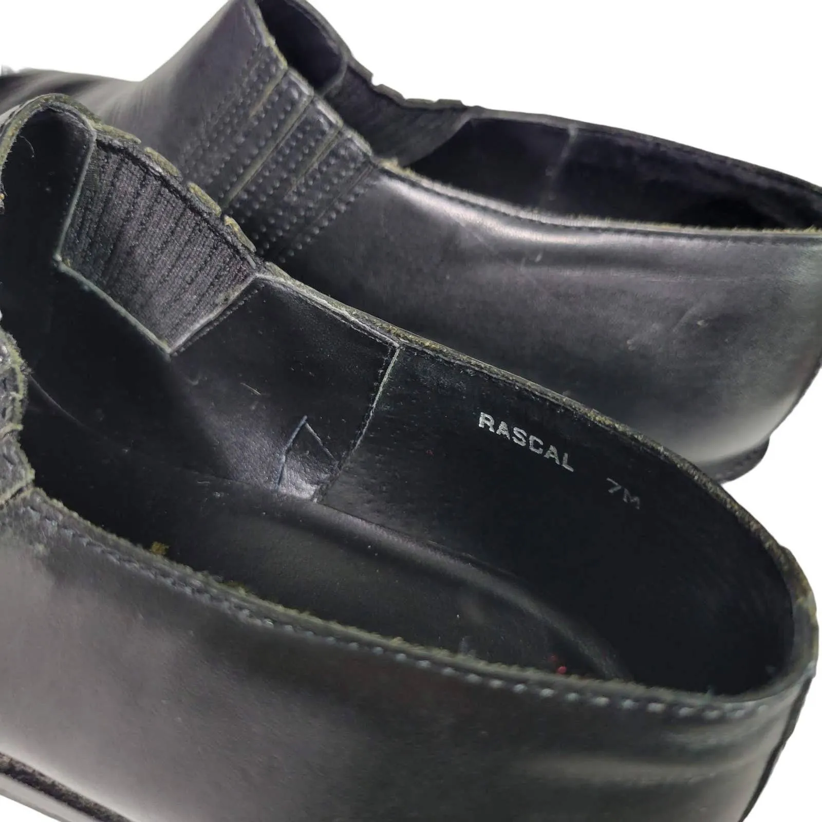 Nicole Oxford Flats Black Leather Cowboy Western Almond Toe Shoe Shooties Size 7