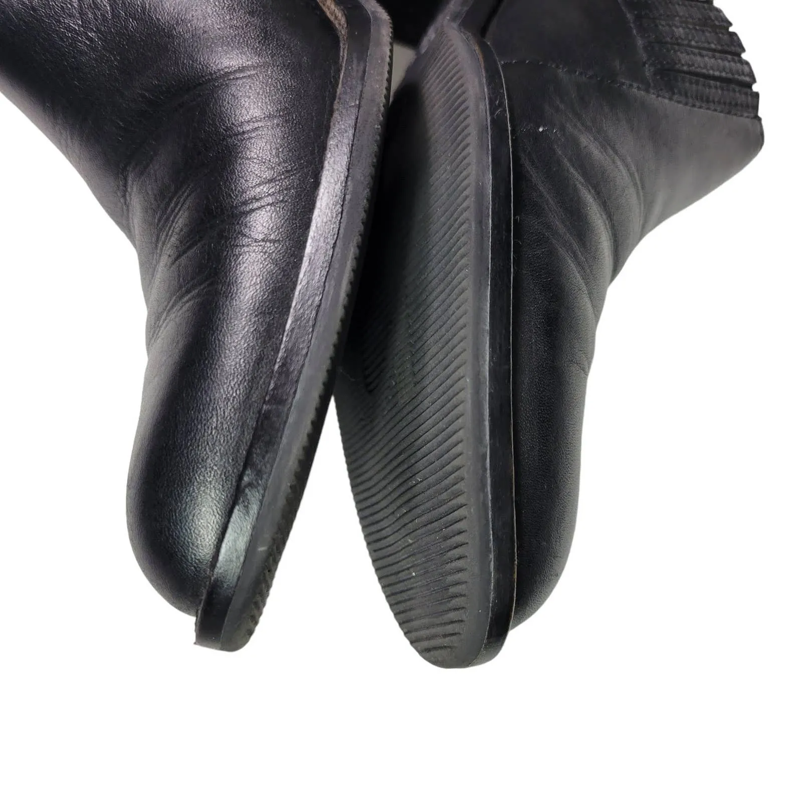 Nicole Oxford Flats Black Leather Cowboy Western Almond Toe Shoe Shooties Size 7