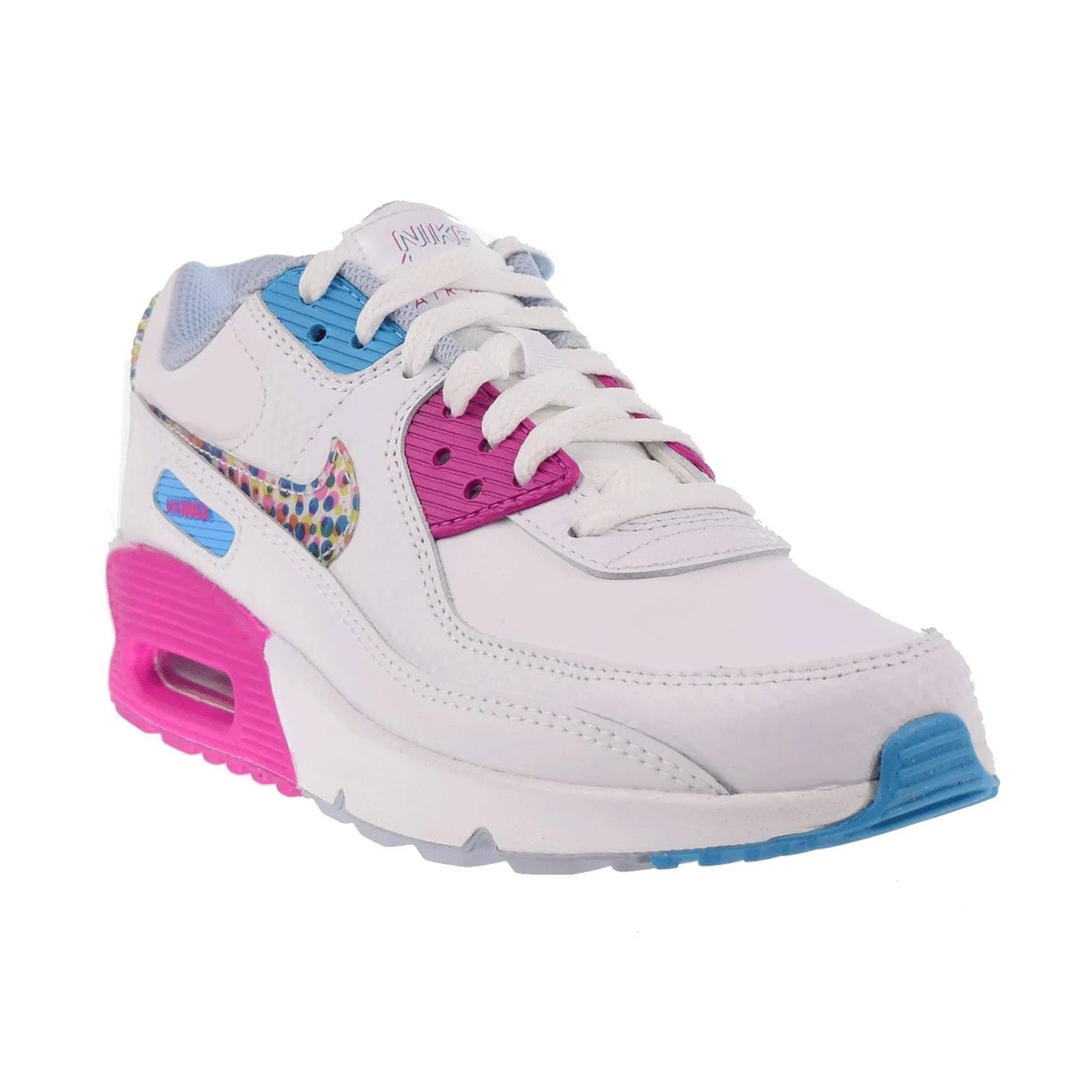Nike Air Max 90 LTR SE (GS) Big Kids' Shoes White-Active Fuchsia-Blue Lightning